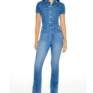 Forever 21 Flare Leg Denim Jumpsuit